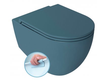 Isvea INFINITY INFINITY závesná WC misa, Rimless, 36,5x53cm, matná zelena Petrol 10NF02001-2P