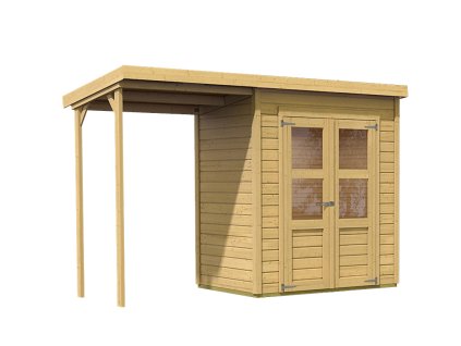 drevený domček KARIBU MERSEBURG 2 + prístavok 144 cm (68762) natur LG1749 LG1749