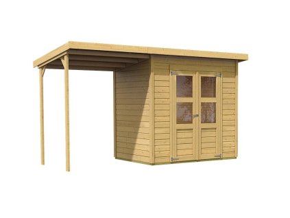drevený domček KARIBU MERSEBURG 3 + prístavok 166 cm (68763) natur LG1750 LG1750