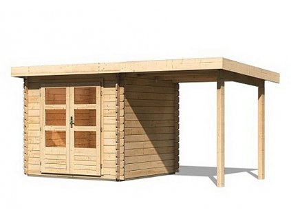 drevený domček KARIBU BASTRUP 2 + prístavok 200 cm (73290) natur LG2806