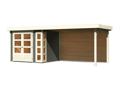 drevený domček KARIBU KERKO 3 + prístavok 280 cm vrátane zadnej steny (9188) terragrau LG2961
