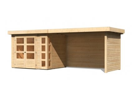 drevený domček KARIBU KERKO 3 + prístavok 280 cm vrátane zadnej a bočnej steny (82938) natur LG2962