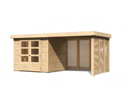 drevený domček KARIBU ASKOLA 3 + prístavok 280 cm (9175) natur LG3182