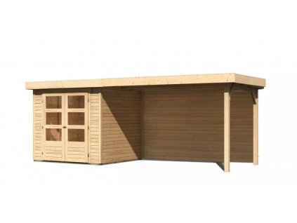 drevený domček KARIBU ASKOLA 2 + prístavok 280 cm vrátane zadnej steny (9167) natur LG3218