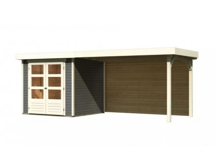 drevený domček KARIBU ASKOLA 2 + prístavok 280 cm vrátane zadnej steny (9168) terragrau LG3219