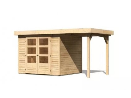 drevený domček KARIBU ASKOLA 3 + prístavok 150 cm (23491) natur LG3227