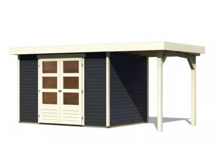 drevený domček KARIBU ASKOLA 4 + prístavok 150 cm (38669) antracit LG3257
