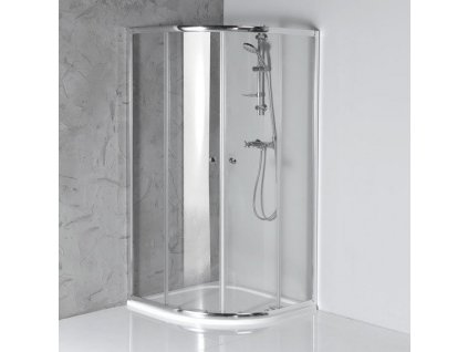 Aqualine ARLETA štvrťkruhová sprchová zástena 900x900mm, číre sklo HLS900Y