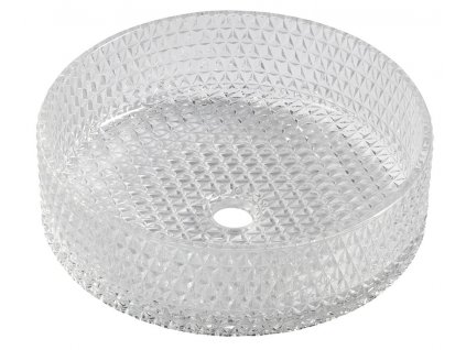 Sapho BEAUTY MARAGUA gravírované sklenené umývadlo na dosku Ø 39,5 cm, číre sklo TY214CL