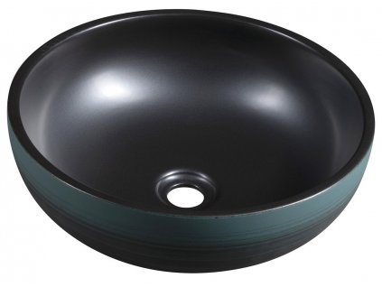 Sapho PRIORI keramické umývadlo na dosku Ø 41cm, čierna/zelená PI039