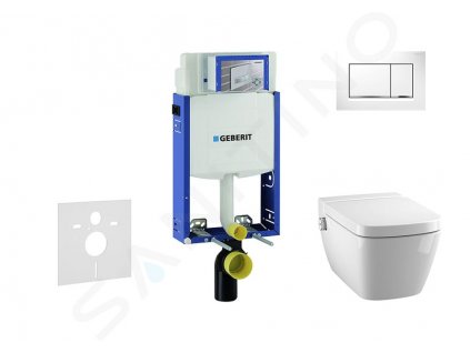 Geberit Kombifix Modul na závesné WC s tlačidlom Sigma30, biela/lesklý chróm + Tece One - sprchovacia toaleta a doska, Rimless, SoftClose 110.302.00.5 NT5