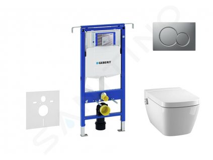 Geberit Duofix Modul na závesné WC s tlačidlom Sigma01, matný chróm + Tece One - sprchovacia toaleta a doska, Rimless, SoftClose 111.355.00.5 NT3