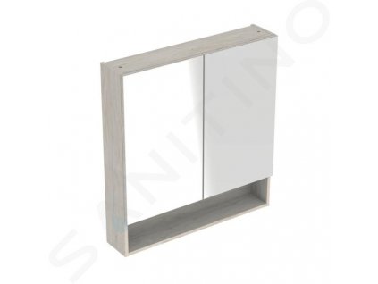 Geberit Selnova Square Zrkadlová skrinka 850x588x175 mm, 2 dvierka, svetlý orech hickory 501.267.00.1
