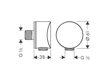 Hansgrohe Fixfit Sprchové kolienko S so spätným ventilom, chróm 26453000-HG