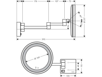 Hansgrohe AddStoris Kozmetické nástenné zrkadlo s LED osvetlením, matná biela 41790700-HG