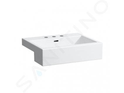 Laufen Living Polozápustné umývadlo, 550 mm x 460 mm, biela – s 3 otvormi na batériu H8134320001081