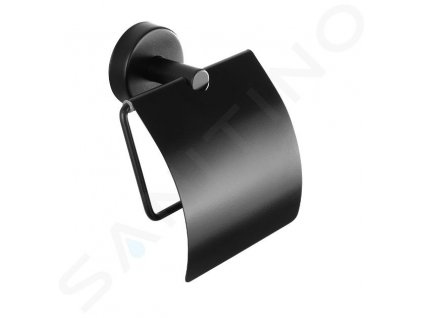Sanela Doplnky z nehrdzavejúcej ocele Držiak toaletného papiera, s krytom, matná čierna SLZN 09N