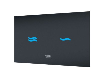 Sanela WC z nehrdzavejúcej ocele Elektronické dotykové ovládanie na splachovanie WC, do montážneho rámu SLR 21, čierne sklo/modrá SLW 30F