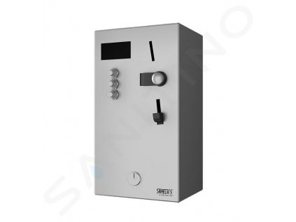 Sanela Automaty Nástenný mincový automat pre 1-3 sprchy, priame ovládanie, antivandal, matná nerezová SLZA 01LM