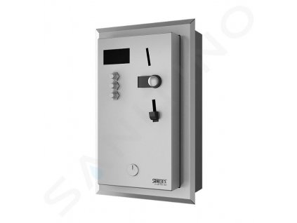 Sanela Automaty Zabudovateľný mincový automat pre 1-3 sprchy, interaktívne ovládanie, antivandal, matná nerezová SLZA 01LNZ