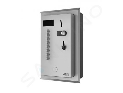 Sanela Automaty Zabudovateľný mincový automat pre 4-8 spŕch, interaktívne ovládanie, antivandal, matná nerezová SLZA 02LNZ