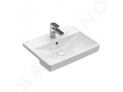 Villeroy & Boch Avento Polozápustné umývadlo s prepadom, trojotvorové, 550 mm x 360 mm – s CeramicPlus, alpská biela 4A0655R1