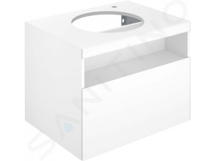 Keuco Stageline Umývadlová skrinka, 650x550x490 mm, s výrezom na umývadlo a batériu vpravo, s osvetlením a USB, biela 32855300100