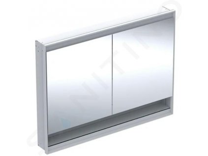 Geberit ONE Zrkadlová skrinka s LED osvetlením, 1200x900x150 mm, 2 dvierka, s nikou, vstavaná, hliník 505.825.00.1