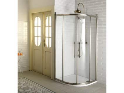 Gelco ANTIQUE štvrťkruhová sprchová zástena 1000x1000mm, 2 dvere, číre sklo, bronz GQ5210C