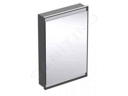 Geberit ONE Zrkadlová skrinka s LED osvetlením, 600x900x150 mm, pánty vľavo, vstavaná, matná čierna 505.800.00.7