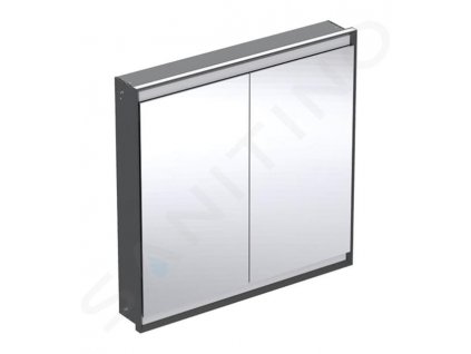 Geberit ONE Zrkadlová skrinka s LED osvetlením, 900x900x150 mm, 2 dvierka, vstavaná, matná čierna 505.803.00.7