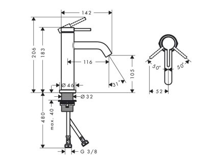 Hansgrohe Tecturis S Umývadlová batéria, EcoSmart, matná čierna 73311670-HG