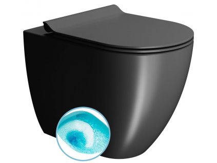 GSI PURA COLOR PURA WC misa stojaca, Swirlflush, 36x55cm, spodný/zadný odpad,čierna dual-mat 880326