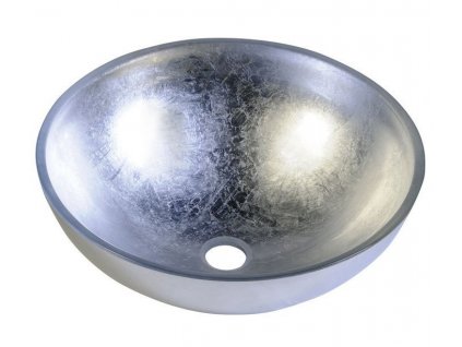Sapho MURANO ARGENTO sklenené umývadlo na dosku, priemer 40cm, strieborne AL5318-52