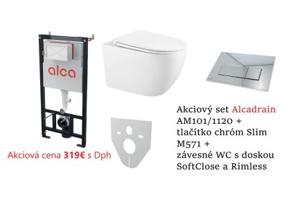 Akciovy set Alcadrain + kielle wc s doskou reimless R319000 reut sk