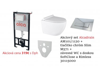 Akciovy set Alcadrain + kielle wc s doskou reimless R319000 reut sk