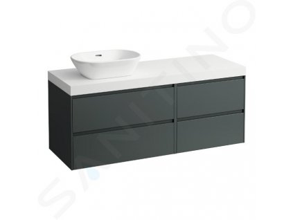 Laufen Lani Umývadlová skrinka, 58x137x49 cm, 4 zásuvky, výrez vľavo, sivá/biela H4045821122661