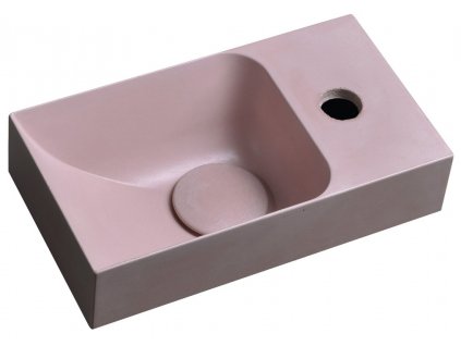 Sapho SMALL PICCOLINO betónové umývadlo 30,8x17cm, batéria vpravo, ružová PK30521