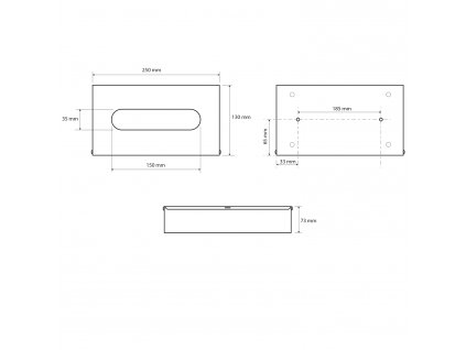 Sapho X-ROUND Kleenex box, 250x130x75mm, čierná XB009