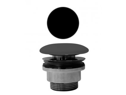 PURA COLOR GSI umývadlová výpust 5/4", neuzatvárateľná, tl.5-65 mm, keramická krytka, čierna mat PVC26