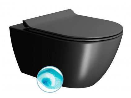 GSI COLOR ELEMENTS PURA závesná WC misa, Swirlflush, 36x55 cm, čierna dual-mat 881526