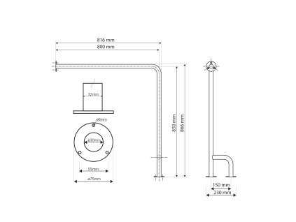 Sapho  Oporné madlo PRAVÉ 800x850mm, biela XH527