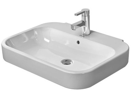 Duravit Happy D.2 Umývadlo, 60x48 cm, s prepadom, s otvorom na batériu, s WonderGliss, biela 23166000001