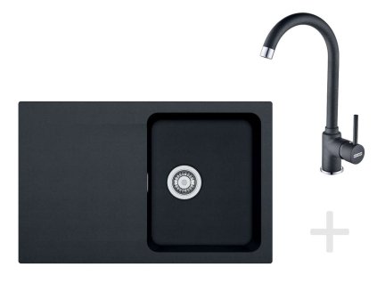Franke Sety Kuchynský set T30, tectonitový drez OID 611-78, čierna + batéria FP 9000, ónyx NEW 114.0366.039
