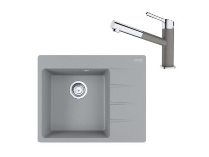 Franke Sety Set G215, fragranitový drez CNG 611-62 TL/2 a batéria FC 3055.084, sivý kameň/chróm 114.0650.773