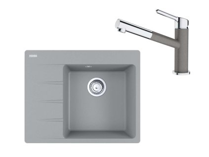 Franke Sety Set G223, fragranitový drez CNG 611-62 TL/7 a batéria FC 3055.084, sivý kameň 114.0650.777