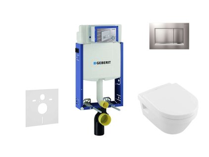 Geberit Kombifix Set predstenovej inštalácie, klozetu a dosky Villeroy & Boch, tlačidla Sigma30, DirectFlush, SoftClose, CeramicPlus, matný chróm/chróm 110.302.00.5 NB7