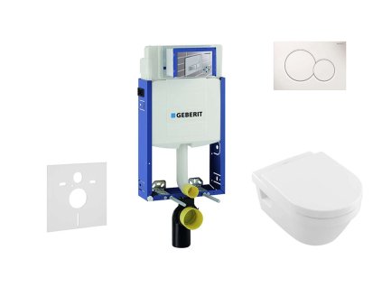 Geberit Kombifix Modul na závesné WC s tlačidlom Sigma01, alpská biela + Villeroy Boch - WC a doska, DirectFlush, SoftClose, CeramicPlus 110.302.00.5 NB1