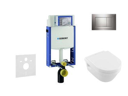 Geberit Kombifix Modul na závesné WC s tlačidlom Sigma20, lesklý chróm/chróm mat + Villeroy Boch - WC a doska, DirectFlush, SoftClose, CeramicPlus 110.302.00.5 NB6