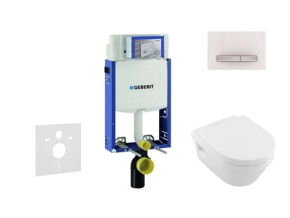 Geberit Kombifix Modul na závesné WC s tlačidlom Sigma50, alpská biela + Villeroy Boch - WC a doska, DirectFlush, SoftClose, CeramicPlus 110.302.00.5 NB8